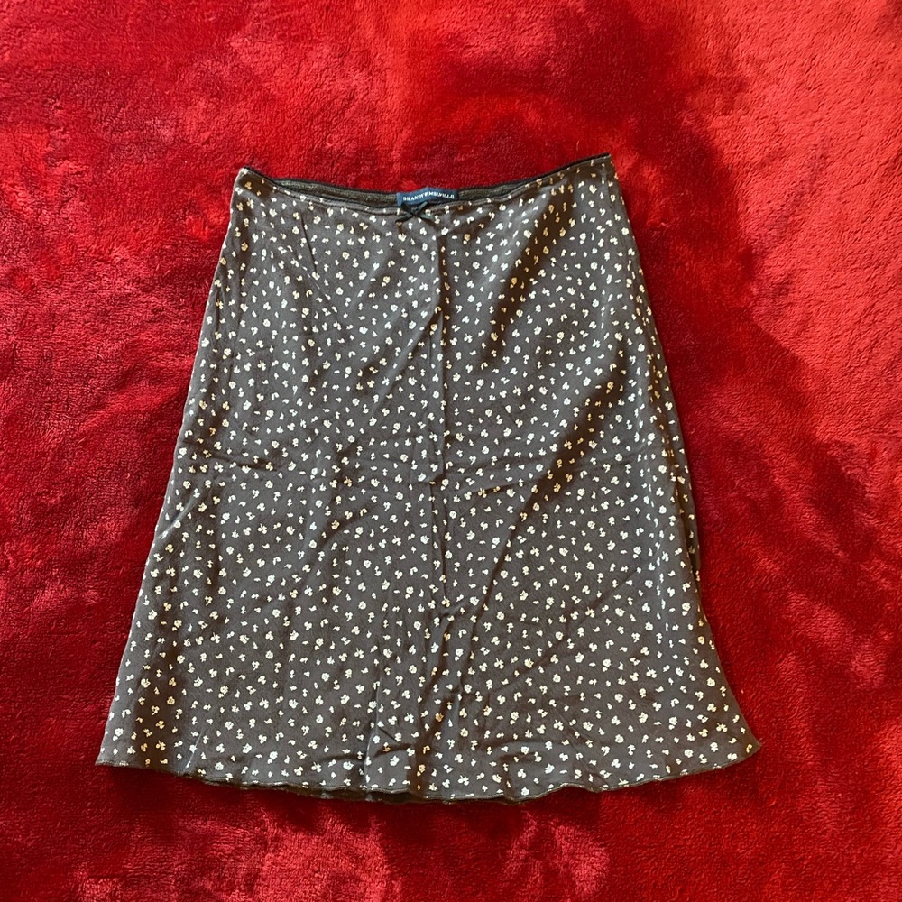 Brandy Melville Brown And White Floral Midi Skirt